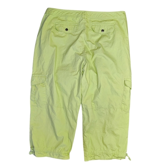 Khakis Lime Green Cargo Crop Pants size 22W Cotton X-2517 - Picture 2 of 4